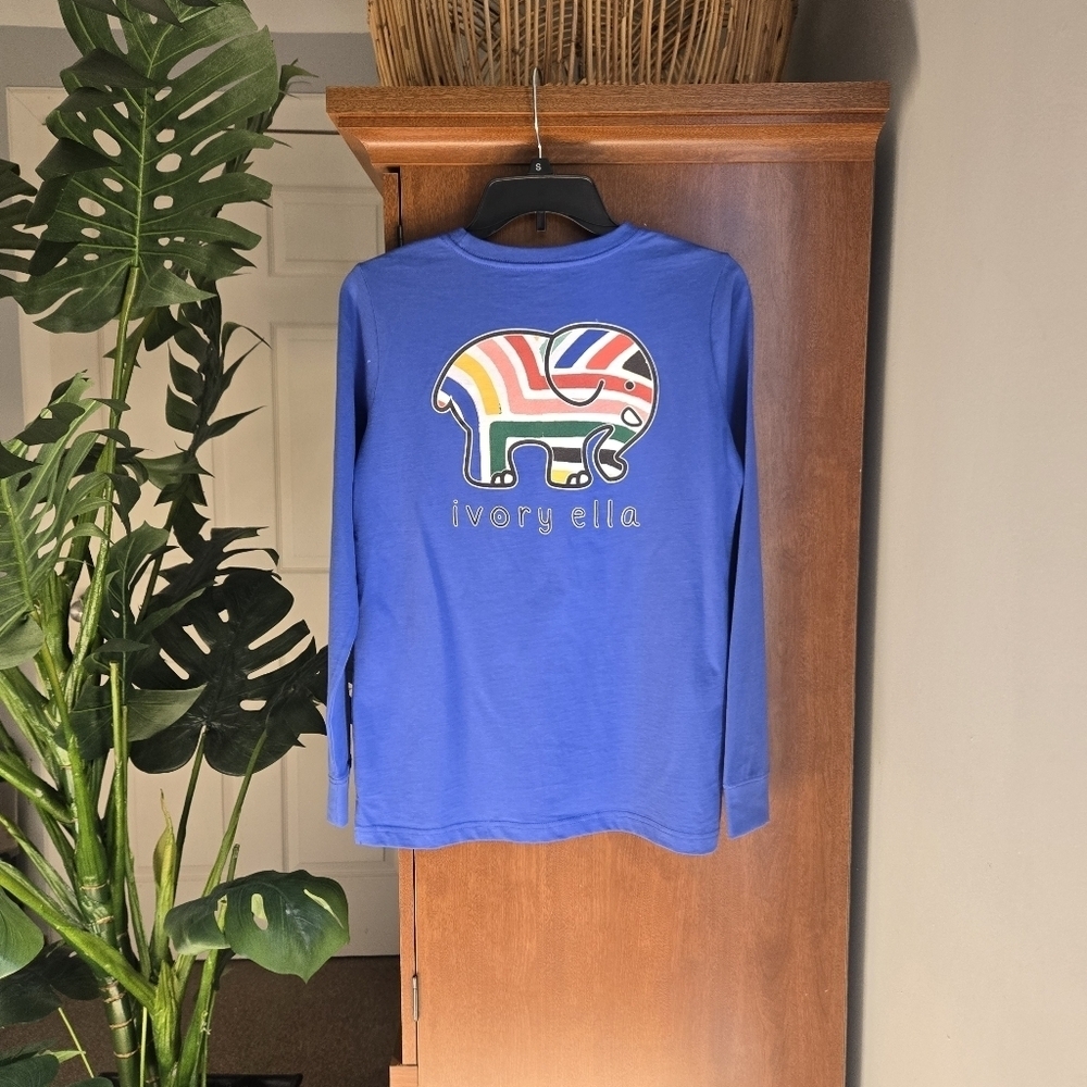 Ivory Ella Royal Blue Sahara Stripes Long Sleeve Tee